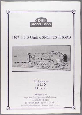 DJH Model Loco E156 Ho Loco Vapeur 150P 1-115 Unifi� Sncf Est Nord Kit Laiton Notice d\' Assemblage
