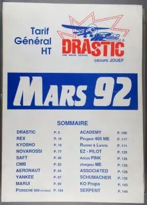Drastic Groupe Jouef Tarif G�n�ral 1992 RC Rex Kyosho Yankee Marui Serpent