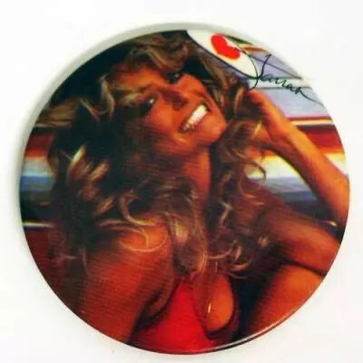 Dr�les de Dames - Badge Vintage - Farrah Fawcett