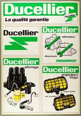 Ducellier - Car Equipment - Vintage Stickers Sheet 5 Pieces