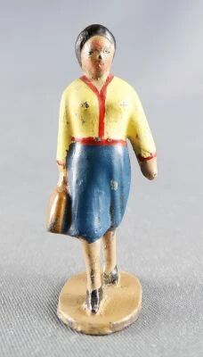 Ech O 0 Z�ro 1/43 Figurine Plomb 40mm Femme Jupe Bleu Sac � Main