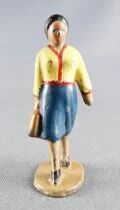 Ech O 0 Z&eacute;ro 1/43 Figurine Plomb 40mm Femme Jupe Bleu Sac &agrave; Main