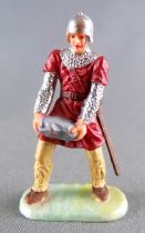 Elastolin - 40mm - Middle Age - Trooper Footed Catapulte Servant with Stone (Dark Red) (ref 8836 4)