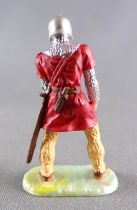 Elastolin - 40mm - Middle Age - Trooper Footed Catapulte Servant with Stone (Dark Red) (ref 8836 4)