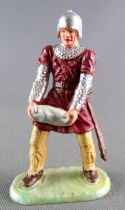 Elastolin - 40mm - Moyen-âge - Homme d\'Arme Piéton Servant de Catapulte Pierre (Bordeaux) (réf 8836-4)