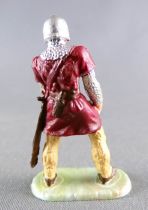 Elastolin - 40mm - Moyen-âge - Homme d\'Arme Piéton Servant de Catapulte Pierre (Bordeaux) (réf 8836-4)