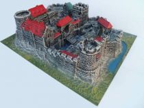 Elastolin - 40mm (type) - Moyen-âge - Chateau Fort Grand Modèle 2 Ponts Levis