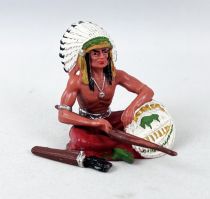 Elastolin - Indiens - Piéton chef assis avec arc pantalon rouge (réf 6839)