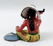 Elastolin - Indiens - Piéton chef assis avec calumet pantalon jaune (réf 6837)