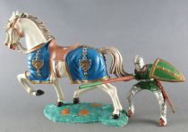 Elastolin - Middle age - Mounted Jousting white horse carapaçon (ref 8855)
