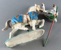 Elastolin - Middle age - Mounted Jousting white horse carapaçon (ref 8855)