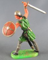 Elastolin - Middle age - Trooper footed fighting sword above head (green) (ref 8838)