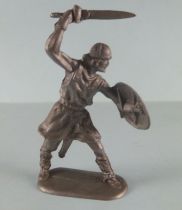 Elastolin - Middle age - Trooper footed fighting sword above head (ref 8838) Soft plastic