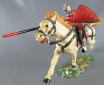 Elastolin - Moyen-âge - Cavalier Joutant (rouge) cheval blanc (réf 8855)