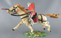 Elastolin - Moyen-âge - Cavalier Joutant (rouge) cheval blanc (réf 8855)