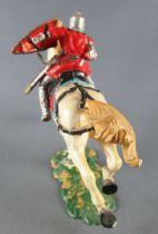 Elastolin - Moyen-âge - Cavalier Joutant (rouge) cheval blanc (réf 8855)