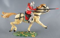 Elastolin - Moyen-âge - Cavalier Joutant (rouge) cheval blanc (réf 8855)
