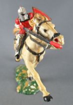 Elastolin - Moyen-âge - Cavalier Joutant (rouge) cheval blanc (réf 8855)