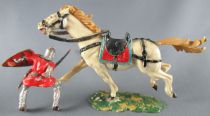 Elastolin - Moyen-âge - Cavalier Joutant (rouge) cheval blanc (réf 8855)
