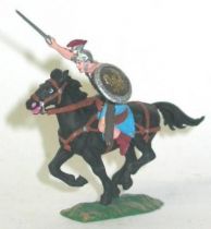Elastolin - Preiser 40mm - Romans - Mounted charging black horse (ref 8459-4)
