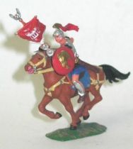 Elastolin - Preiser 40mm - Romans - Mounted flag holder brown horse (ref 8453-4)