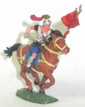 Elastolin - Preiser 40mm - Romans - Mounted flag holder brown horse (ref 8453-4)