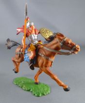 Elastolin - Romans - Mounted spear right hand yellow dress brown horse (ref 8457)