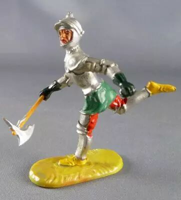 Figurine Elastolin – Chevalier Piéton épée Et Bouclier, 40 Mm, étain Peint, Moyen Âge