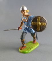 Elastolin Preiser - Moyen-âge - Piéton marchant épée sur le coté (bleu) (réf 8833)
