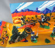 Elastolin Swoppet - Federates Us cavalry - Diorama Box 6 Figures Canon Trees (Ref 181)