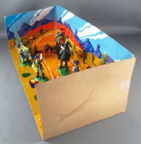 Elastolin Swoppet - Federates Us cavalry - Diorama without Box 6 Figures Canon Trees (Ref 181)