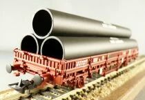 Electrotren 1656K Ho Sncf Wagon Plat Bord Bas 2 Essieux Type Ks Chargement Tubes Pont &agrave; Mousson Epoque V Neuf Boite