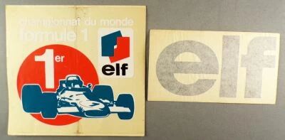Elf - Carburant & Huile Automobile - Lot de 2 Autocollants Vintage