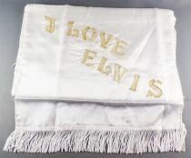 Elvis Presley - Embroidered White Silk Scarf with Fringes - I Love Elvis - New