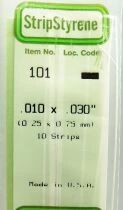 Evergreen Scale Models 101 Stripstyr&egrave;ne 10 Baguettes Plastique Epaisseur 0.25mm Largeur 0.75mm Longueur 350mm Neuves