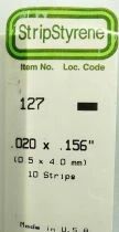 Evergreen Scale Models 127 Stripstyr&egrave;ne 10 Baguettes Plastique Epaisseur 0.5mm Largeur 4mm Longueur 350mm Neuves