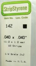 Evergreen Scale Models 142 10 Stripstyrene Strips 1 x 1 x 350mm