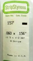 Evergreen Scale Models 157 Stripstyr&egrave;ne 9 Baguettes Plastique Epaisseur 1.5mm Largeur 4mm Longueur 350mm