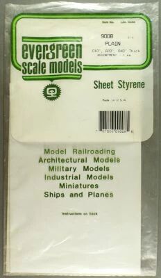 Evergreen Scale Models 9008 Stripstyr�ne Assortiment 3 Feuilles Cartes Plastique Epaisseur 0.25mm + 0.5 + 1 150x300mm