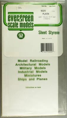 Evergreen Scale Models 9020 Stripstyr�ne 3 Feuilles Cartes Plastique Epaisseur 0.5mm Largeur 150mm Longueur 300mm Neuves