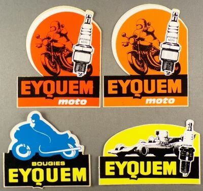 Eyquem - Car & Motorcycle Spark Plugs - 4 x Vintage Stickers