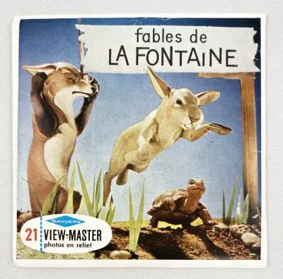 Fables de La Fontaine - View-Master (Sawyer\'s Inc.) - Pochette de 3 disques (21 images st�r�o) et Livret