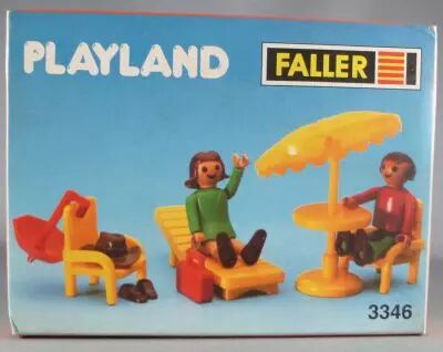 Faller Playland 3346 2 Figurines Articul�e Table Parasol Neuf Boite Autoland E-Train Playtrain