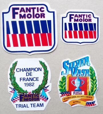 Fantic Motor - Moto - Lot de 4 Autocollants Vintages