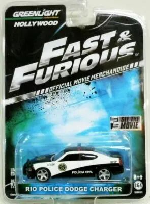 Fast & Furious - Rio Police Dodge Charger (m�tal 1:64�me) Greenlight Hollywood