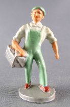 Figurine Plastique 40 mm - Garagiste Cheminot avec Caisse à Outils