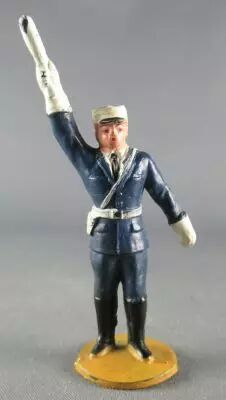 Figurine Plastique 48 mm - Agent Circulation B�ton Bras Droit Lev� Police Policier TdF 1