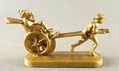 Figurine Publicitaire Chocolat L. Moreuil La locomotion � travers les �ges Pousse-Pousse Chinois (dor�)