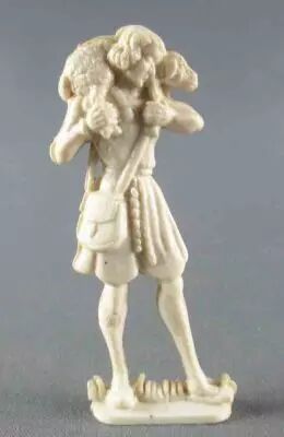 Figurine Publicitaire Heudebert - Cr�che de Noel - N�7 Berger avec Agneau sur les �paules