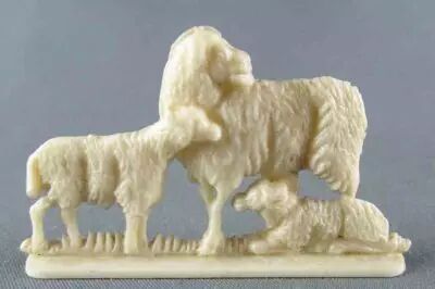 Figurine Publicitaire Heudebert - Cr�che de Noel - N�8 Groupe de 3 Moutons
